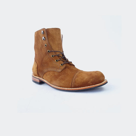 botines de caballero de cuero virado cafe calzado anndy C&A Boots